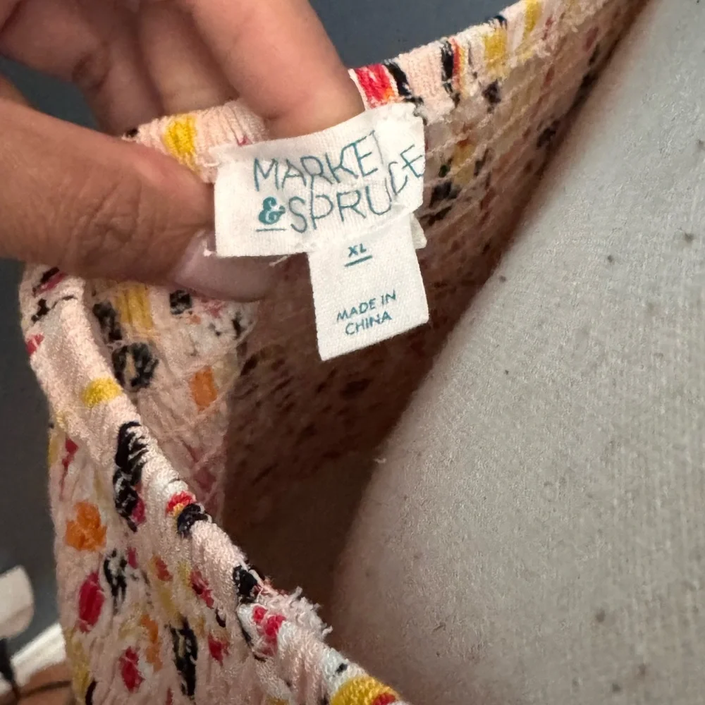 Market & Spruce Pink Floral Smocked Midi Dress with Yellow & Black Accents - Picture 6 of 6